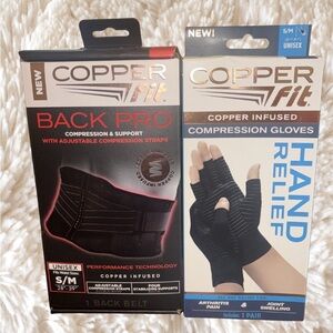 Black Compression Gloves and Back Belt Set